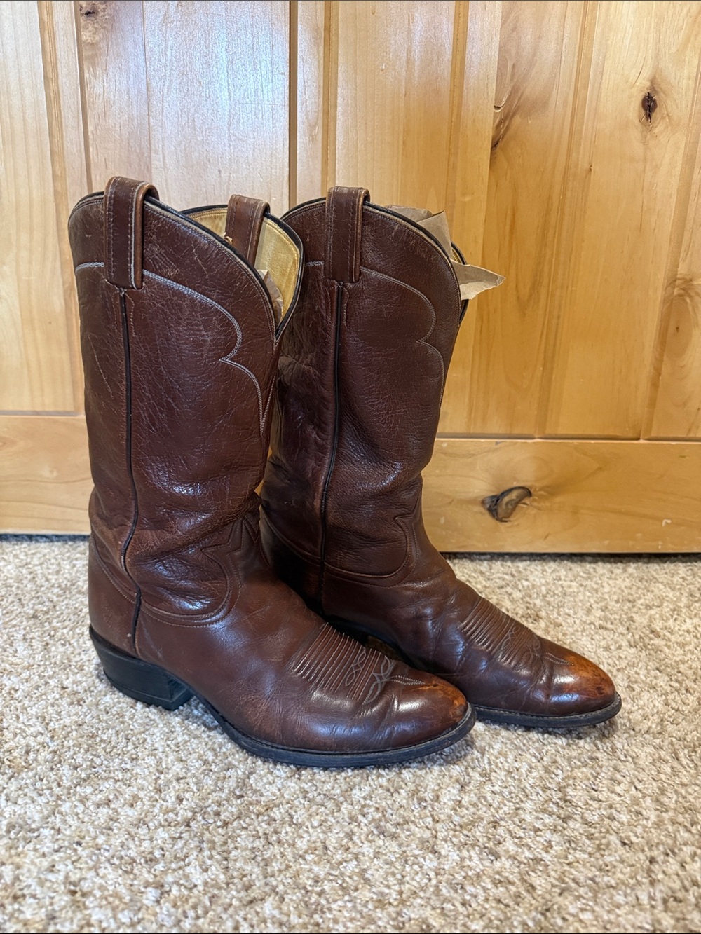Tony Lama Brown Leather Western Cowboy Boots Men’s Size 11B
